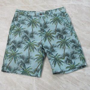 Recycled Blues Palm Tree Shorts sz 36 Ocean Blue Relaxed Fit NBW 81322